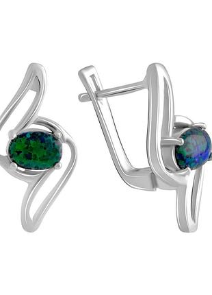 Сережки срібні родовані з опалом 0.543ct, проба 925, англійський замок, жіночі