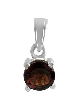 Підвіска срібна родована 925 проби з натуральним гранатом 0.61ct жіноча (2140054)