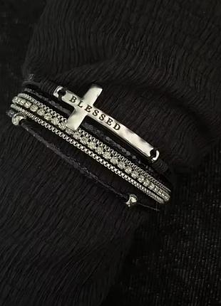 Браслет гранж винтаж готика y2k grunge vintage gothic opium украшение с кристом многослуйный браслет эмо гот