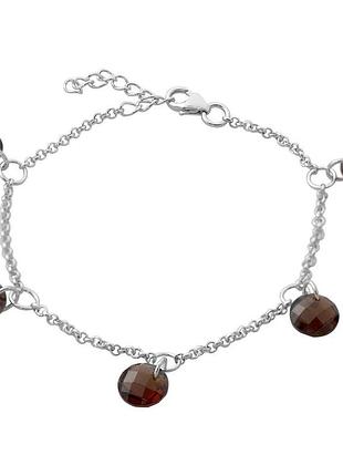 Срібний браслет родований з натуральним гранатом 10.044ct, проба 925, розмір 17-20 см, вага 4.05 гр
