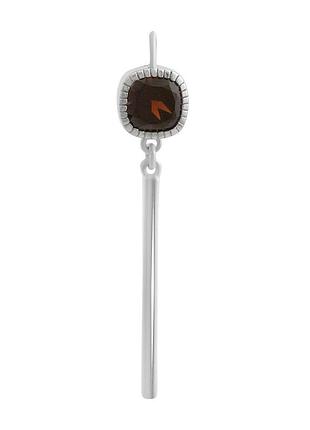 Серебряная родированная подвеска с натуральным гранатом 1.242ct, 925 проба. кулон женский с квадратным камнем.