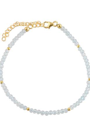 Браслет срібний родований 925 проба з натуральним блакитним топазом 14.515 ct, жіночий, 4.13 г, розмір 20.25 см