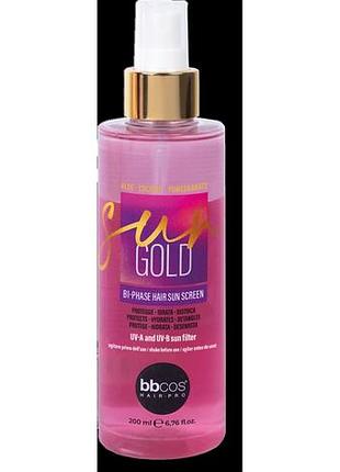 Двухфазный спрей-флюид для волос bbcos sungold термозащита и блеск 200 мл