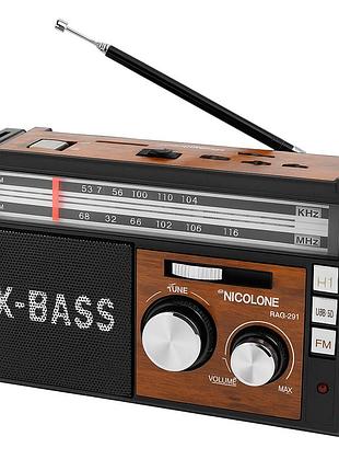 Радиоприёмник портативное радио golon rx-381 аккумуляторный ретро колонка usb sd mp3 fm. цвет: коричневый
