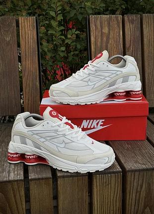 Кроссовки nike shox ride 2 sp x supreme найк шокс райд 2 суприм светлые для мужчин летние