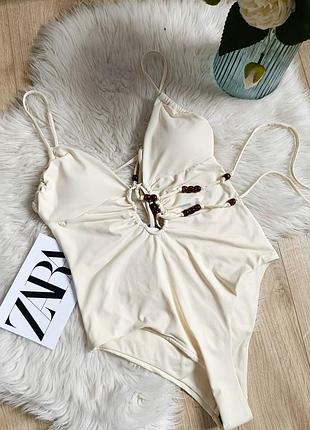 Купальник із бісером від zara, розмір xs