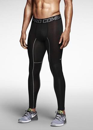 Мужские тайтсы (леггинсы) лосины nike pro combat hyperwarm max shield compression