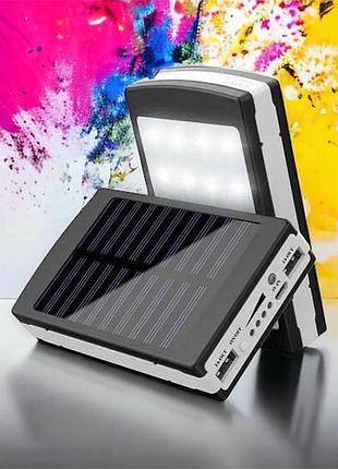 Умб power bank solar 40000 mah мобильное зарядное с солнечной панелью и лампой. цвет: черный