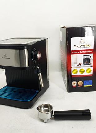 Эспрессо кофемашина crownberg cb-1570 1200 вт с рабочим давлением 20 бар и функцией приготовления 2 чашок