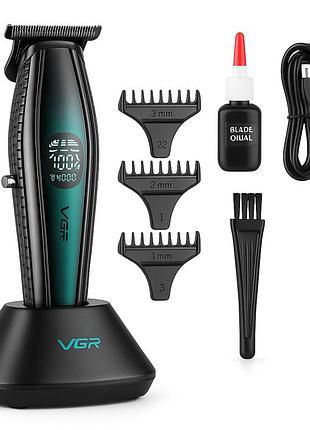 Машинка для стрижки волосся з потужним мотором xpro vgr v-992 green з насадками 1-2-3 мм