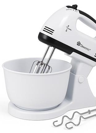 Миксер бытовой 7 скоростей с чашей 2 л domotec ms-1366, миксер кухонный стационарный, кухонный тестомес