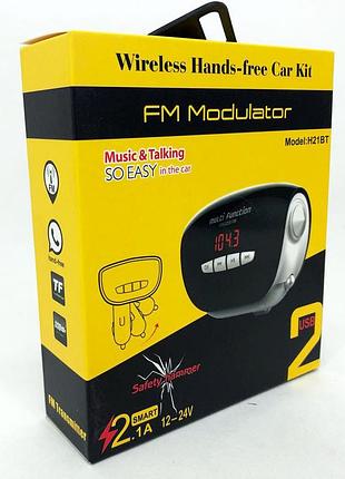 Автомобильный трансмиттер fm модулятор mod, usb трансмиттер, fm модулятор с аккумулятором. h21 bt