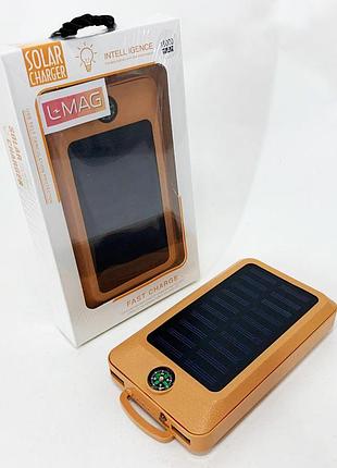Умб power bank solar 18000 mah мобільне зарядне з сонячною панеллю та лампою, power bank charger orange