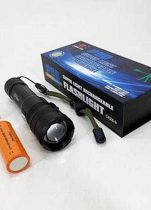 Ручний акумуляторний світлодіодний ліхтар police x-balog bl-1827-p90 переносний з usb заряджанням оптичним зумом і металевим