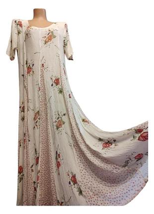 Платье в пол 100% вискоза жатка винтаж индия her style, xl-xxl