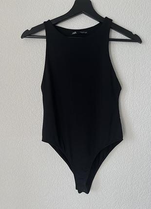 Чорне базове боді майка zara