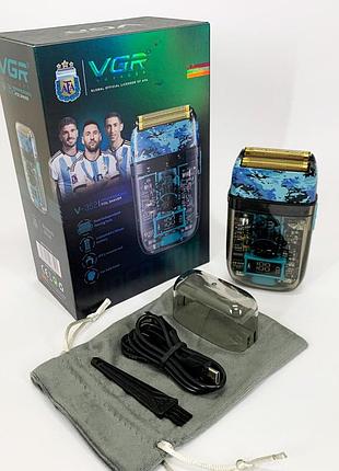 Аккумуляторная мужская электробритва vgr v-352 для бритья бороды и усов шейвер для идеальной гладкости