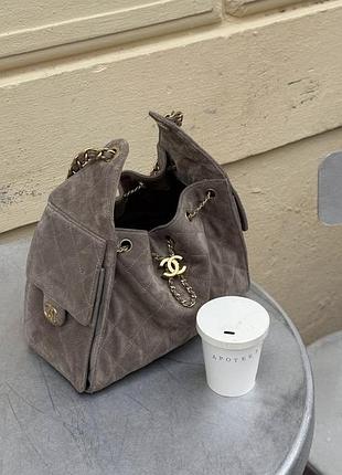 Сумка шанель hobo чорна черная натуральна шкіра