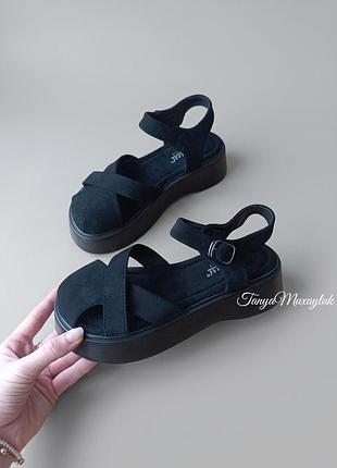 Женские босоножки черного цвета 🖤