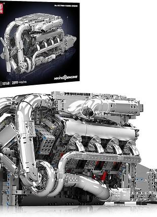Конструктор двигун та коробка v8 twin-turbo 2899 деталей mould king mking engine 10168