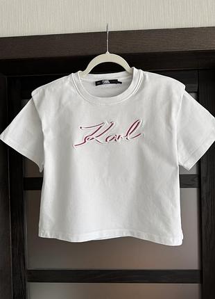 Розкішна футболка з акцентними плечима karl lagerfeld