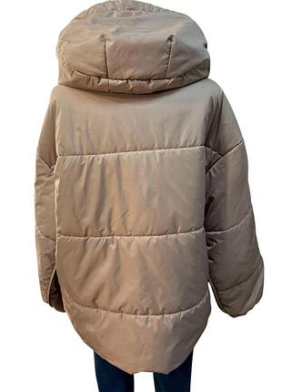 Женская куртка весна-осень oversize на биопуху с капюшоном 48