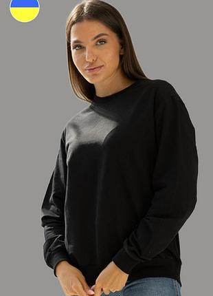 Свитшот женский черный унисекс, двухнитка l