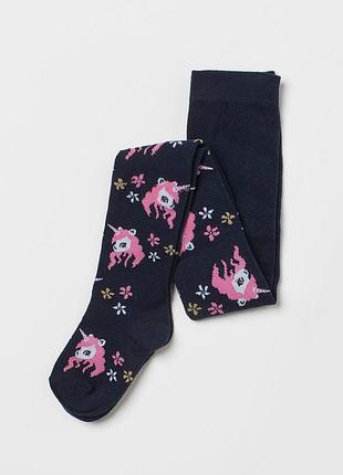 Колготки трикотаж бавовняні з принтом для дівчинки h&m my little pony 0619739-114 110-116 см (4-6 years) темно-синій