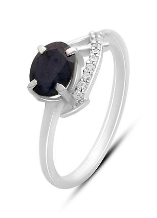 Каблучка срібна родована з натуральним сапфіром 1.495ct, проба 925, розмір 18