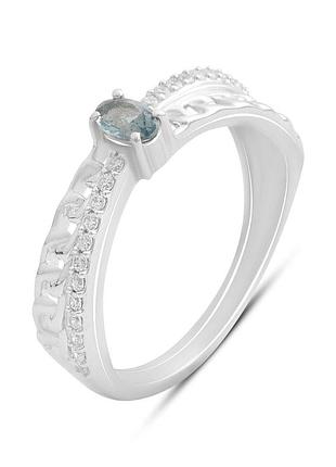 Кольцо серебряное 925 пробы с топазом лондон блю 0.527ct, родированное, размер 16.5, вес 2.43 г