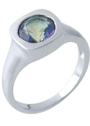 Кільце срібне родоване з містик топазом 1.31ct, проба 925, жіноче, розмір 17, вага 3.02г