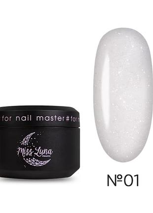 Гель для ногтей diamond gel 01 miss luna premium (белый), 15ml
