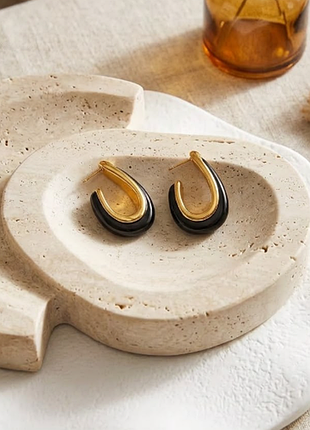 Массивные серьги черные вставки из акрила stainless steel нержавеющая сталь