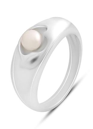 Кільце срібне родоване з натуральними перлами 2.5ct, 925 проба, розмір 18.5