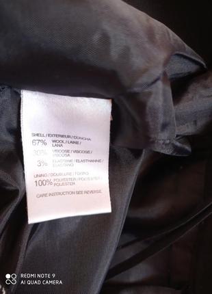 Шерстяная классическая деловая твидовая юбка со шлицой, широким поясом6 фото