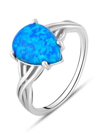 Срібне кільце з родіюванням та опалом 1.288ct, проба 925, розмір 17, вага 2.42г