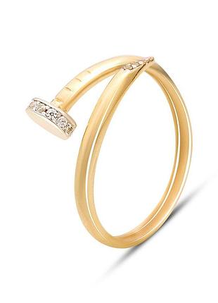 Золота каблучка з фіанітами 0.22ct, проба 585, розмір 17.5, жіноча, жовте золото