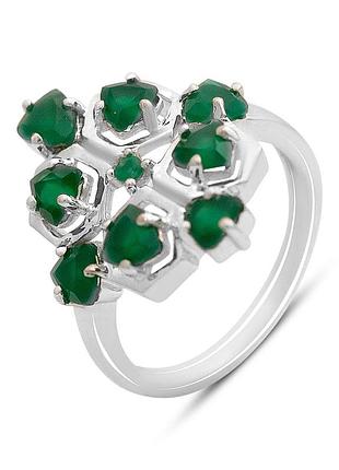 Срібне кільце високогокачества 925 проби з натуральним агатом 1.597ct, родій, розмір 18