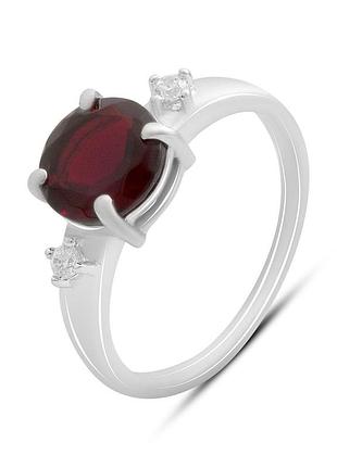 Срібне кільце 925 проби родоване з гранатом nano 1.655ct, розмір 17, вага 2.49г