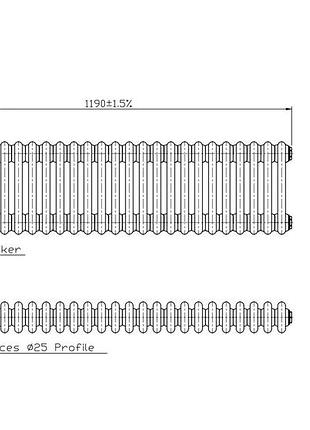 Радиатор warm well column 3 300x1190 (черный ral 9005m подкл.бок.)