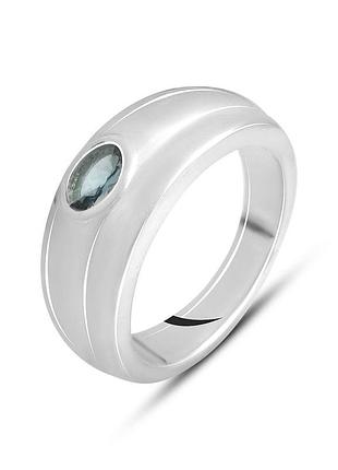 Срібне кільце з топазом лондон блю 0.4ct, родоване, 925 проба, 17 розмір