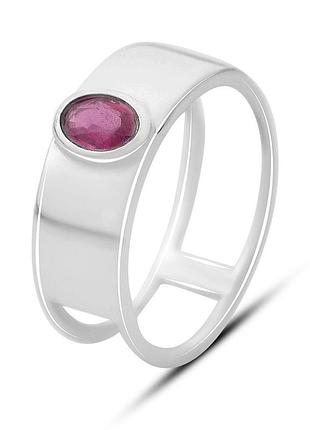 Срібне кільце з натуральним рубіном 0.5ct родоване проба 925 розмір 18 (2165262)