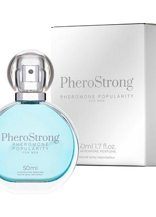 Чоловічі парфуми з феромонами pherostrong popularity з нотами бергамота, шавлії та кедра, 50 мл