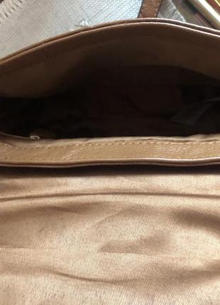 Практичная кожаная сумка кросс боди, натуральная кожа, рыжая7 фото