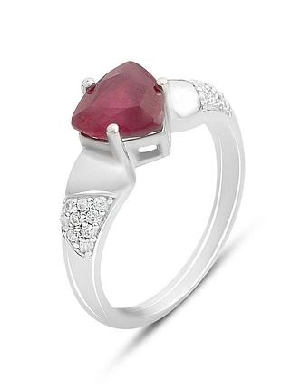 Срібне кільце з натуральним рубіном 2.733ct, родоване, проба 925, розмір 17.5