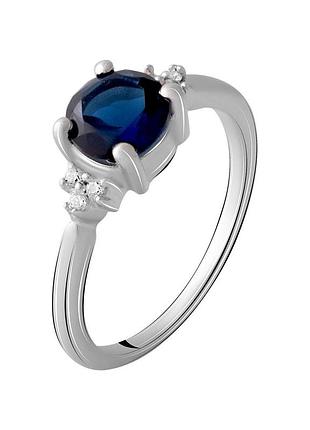Кольцо серебряное женское родированное с сапфиром nano, 925 проба, 1.269ct, вес 2.88г, размер 18