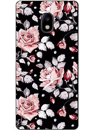 Силиконовый бампер чехол для samsung j730 galaxy j7 2017 года с рисунком розы на черном фоне