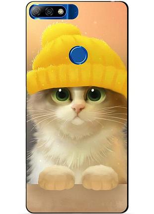 Силіконовий бампер чохол для huawei y7 prime 2018 з малюнком котик