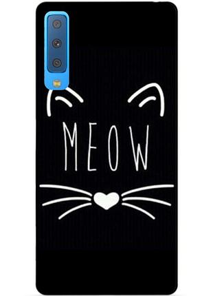 Бампер силиконовый для samsung a7 2018 galaxy a750 с рисунком мяу