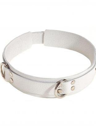 Ошейник slave leather collar, white